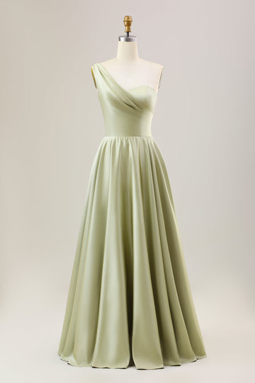 Støvet salvie En linje En skulder lang satin Brudepigekjole